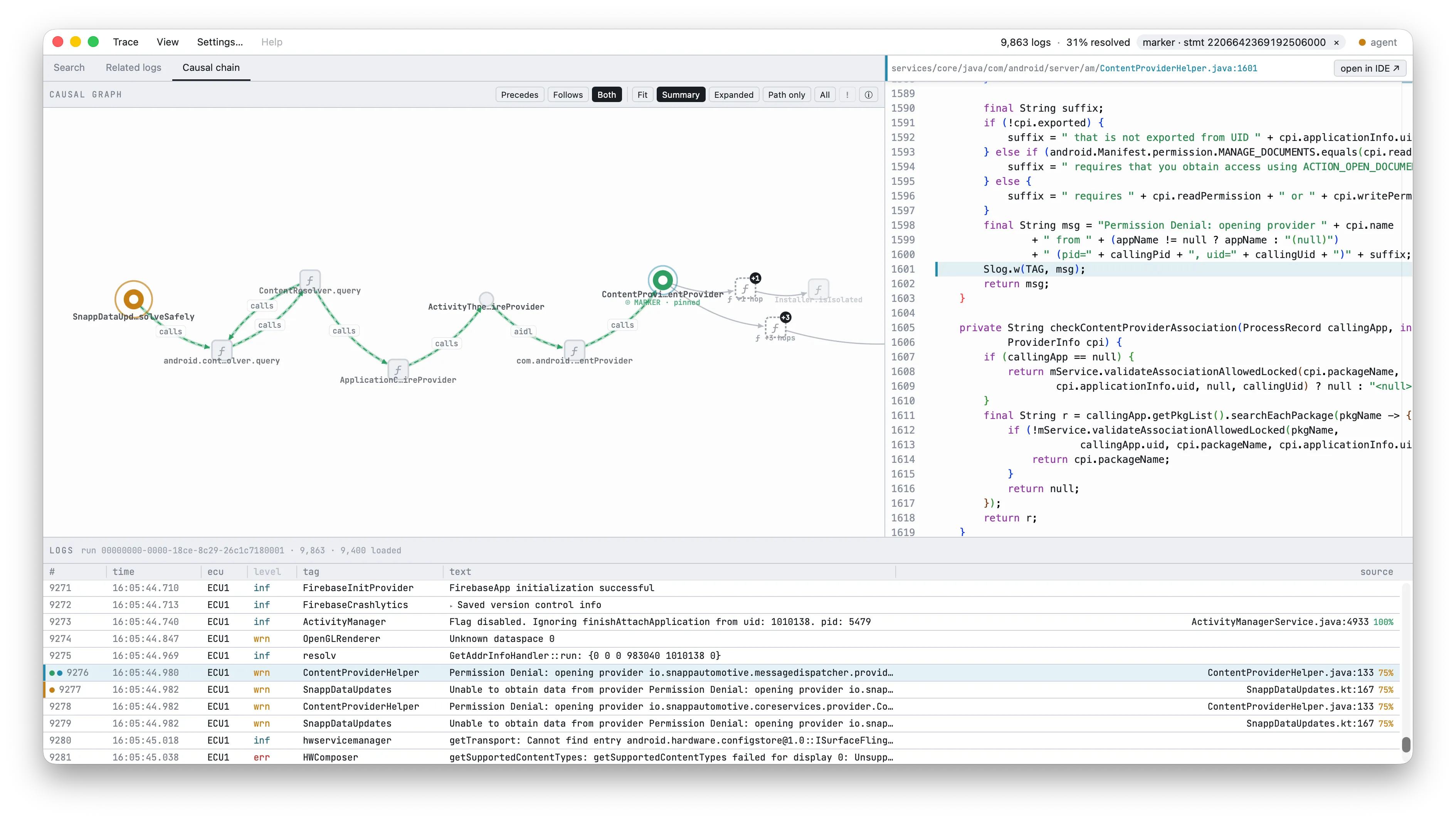 The Basset workspace: chain, code, and logs